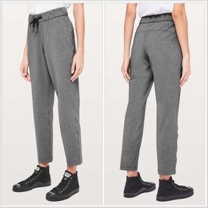 Lululemon Women’s On The Fly Pant 27" Heathered Black/Gray 6 MISSING DRAWSTRING